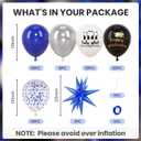 2 x 47pcs Royal Blue Silver Graduation Balloons, Class Of 2026 Graduation Decorations With Foil Starburst Balloons Confetti Latex Ribbons Grad For College High School Decoration Supplies