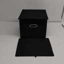 File Organizer Box, Linen Filing Organizer with Lid, Large Desktop File Boxes, Black (1 Pack)