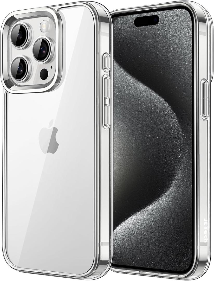JETech Case for iPhone 15 Pro 6.1-Inch, Non-Yellowing Shockproof Phone Bumper Cover, Anti-Scratch Clear Back (Clear)