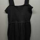 Women Summer Sleeveless Romper Square Collar Ruffle Straps Flowy Short Jumpsuit with Pockets, Medium