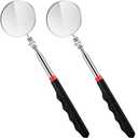 2 Pcs Telescoping Inspection Mirrors, Mechanics Mirror Tool with Long Handle, Round Extendable Mirror on a Stick for Technicians Mechanics Contractors Checking Observation (50mm,Black)