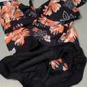 Aidonger Tankini Swimsuit for Women Tummy Control Two Piece Bathing Suit Ruched Ruffle Swimwear Top with Bottom, Large