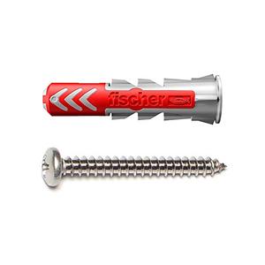 fischer DuoPower 1/4" x 1-3/16" S PH, 50 Plugs & 50 Screws, Powerful Universal Plug with Intelligent 2-Component Technology for Fastenings in Concrete, Bricks, Drywall, Chipboard, etc
