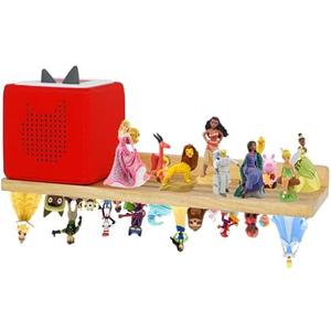 PHOENANCEE for Tonies Shelf Magnetic,for Tonie Figures Wall Shelves,for Toniebox Shelf Audio Toy Figurine Holder Organizer (Storage 36 Character),Compatible Charging Station for Kid's Room,Oak,1 Tier