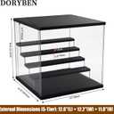 Acrylic Display Case with Adjustable LED Light, 5 Tier Clear Display Box Dustproof Showcase for Action Figures, Collectibles and Mini Toys, Assembly Display Cabinet(Black 12.512.211.8in)