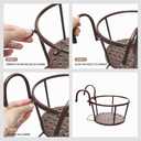 Iron Art Metal Railing Flower Pot Hanging Basket for Indoor Pot Holder Hanger 3 Pack Outdoor Plants Perfect for Porches and Patio Decor (Black)