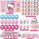 Kitty Birthday Party Supplies, Party Decorations Set Include Banner, Backdrop, Balloons, Hanging Swirls, Cake Cupcake Toppers, Tablecloth for Girls Kitty Theme Party