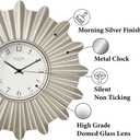 18" Mid Century Starburst Wall Clock, Morning Silver