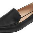 FEVERSOLE Women's Loafer Flat Pointed Fashion Slip On Comfort Driving Office Shoes (9, Grain Pu Black)
