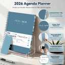 GuassLee Large 2026 Planner, Weekly and Monthly Planner from January 2026-December 2026, 8.5"x 11" Calendar Agenda Book with Back Pocket, Stickers for Home Office School Supplies, A4 Size, Blue