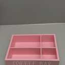 ALELION Coffee Station Organizer - Wood Countertop Accessories Organizer with Removable Dividers for Pods Condiment Syrup Tea Cups Stirrers - Pink Decor for Kitchen Coffee Bar