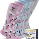 Pembrook Bamboo Viscose Light Compression Socks - 3 Pairs | 8-15 mmhg Compression Socks | Knee High Comfort Support Socks Medium