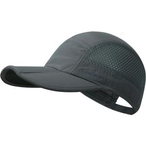GADIEMKENSD Mens Folding Outdoor Hat Long Brim UPF 50+ Sun Protection (7-7 3/8, Folding Dark Gray)