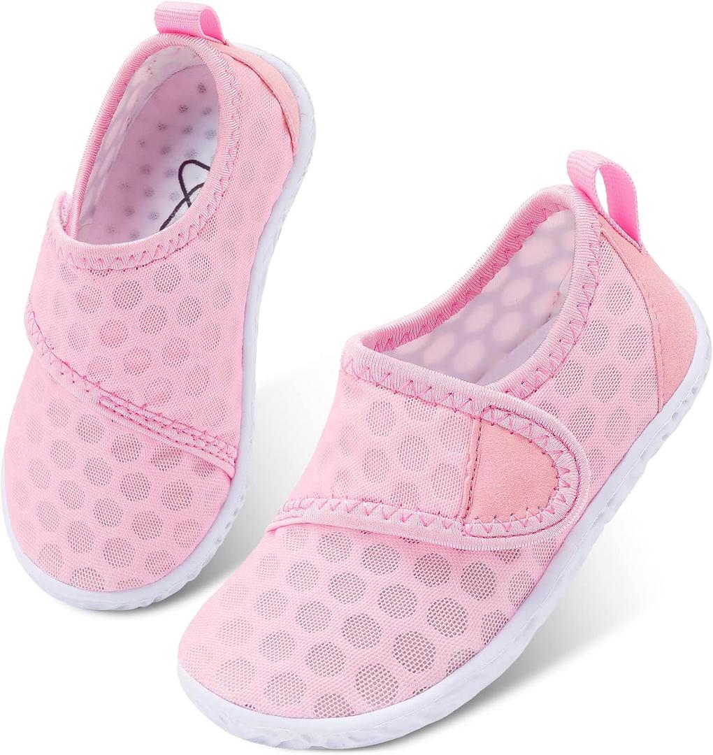 LeIsfIt Boys Girls Water Shoes Kids Aqua Socks Toddler Quick-Dry Beach Swimming Shoes Lightweight Breathable Non-Slip Summer Outdoor Sport Water Slippers Pink 9 Toddler