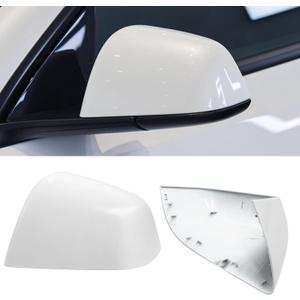 Jaronx Compatible with Tesla Model Y Side Mirror Cover Replacement 2020 2021 2022 2023 2024, Left Driver Side Pearl White Door Rearview Mirror Cover Cap for Tesla Model Y Accessories