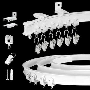 Flexible Bendable Curtain Track, 8.2Ft Curved Curtain Track Ceiling or Wall Mount Curtain Rail Track System Room Divider Ceiling Track Set for Shower Rv Curtains