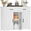 Homhedy Sideboard Buffet Cabinet, Coffee Bar Storage Cabinet with Drawers and Doors, Farmhouse Kitchen Cabinet with Adjustable Shelves, for Kitchen, Dining Room, Living Room, White