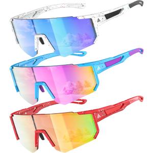 Kids Sunglasses Youth Baseball Softball Sunglasses for Girls Boys Age 4-14 UV Protection Sports Kids 3 Pack