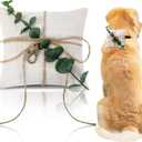 Yunlly 5'' x 5'' Dog Ring Bearer Wedding Pillows with Ring Clasp Off for Dog Collar White Burlap Holder with Greenery for Engagement Wedding Pet Accessory for Small Medium Large Pets