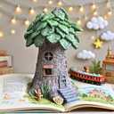 Fairy Garden Tree House  Resin Tiny Miniature Fairy House Accessories, Outdoor/Indoor Decoration for Home, Yard, Patio, Balcony, Christmas Dcor (Dark Green)