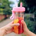 Creative Water Cup,One Cup of Two Different Drinks Two Straws Couple Outdoor Drinking Cup for Camping Hiking Backpacking Travel Office