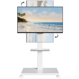 Neothm Rolling TV Stand with Tilt, Swivel Mobile TV Cart with Wheels for 32-75 Inch LCD, LED Flat/Curved TVs up to 110 lbs, Height Adjustable Outdoor TV Stand with Laptop Shelf, Max VESA 600x400mm