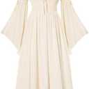 Scarlet Darkness Renaissance Dress for Women Medieval Peasant Dress Long Bell Sleeve Dresses, S