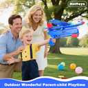 Airplane Launcher Toy for Kids, 3 Pack Spider Foam Gliders Air Planes with Led, 2 Flight Modes 3 4 5 6 7 Year Old Boys Girls Outdoor Flying Toys Outside Sport Games Birthday