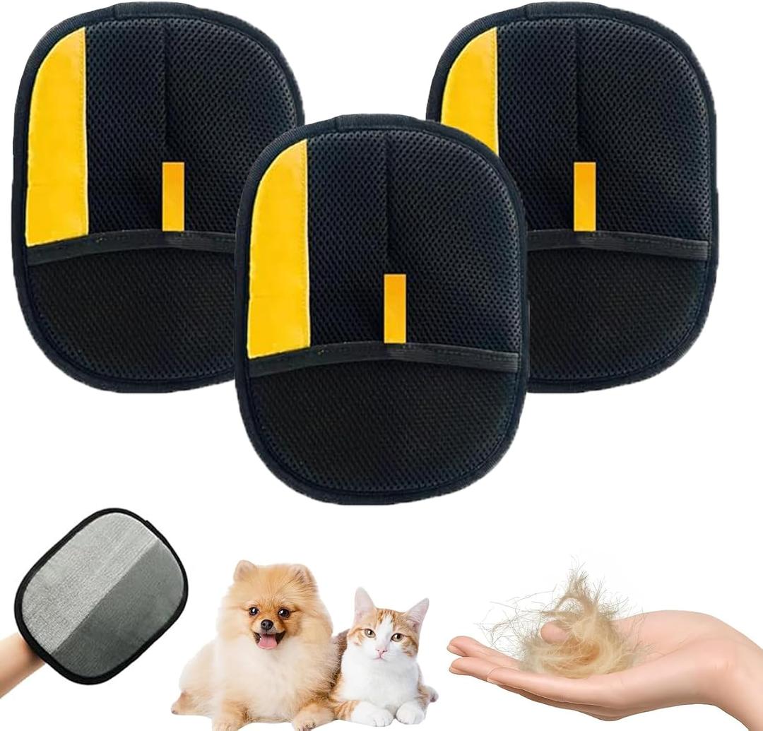 3Pcs Pet Hair Removal Glove - Pet Hair Removal Gloves Brush,Electrostatic Gloves Pet Hair Removal,Reusable Double Sided for Couch, Furniture,Carpet