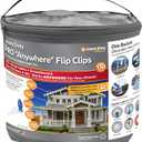 Simple Living Solutions 150ct Max Pro Anywhere Flip Clip with Fabric Storage Bucket- Christmas Light Hangers for Gutters- Compatible with LED Lights, Mini Lights, C7/C9 Lights, Icicle Lights and More