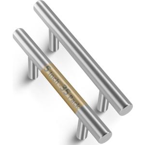 Mega Handles 35 Pack I Cabinet Pulls 5 Inch, Stainless Steel Cabinet Handle Pulls I Ideal for Kitchen Drawer, Cabinets, Door, Cupboard I Hardware for Cabinets - Hole Distance 3 Inch - Satin Nickel