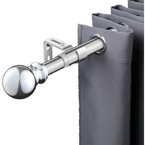 Telescoping Curtain Rod34-100 inch & 1" Damater Adjustable Window Curtain Rod with bracketSingle Curtain Rod Suitable for Kitchen Bedroom Window Office (34 to 100, Silver)