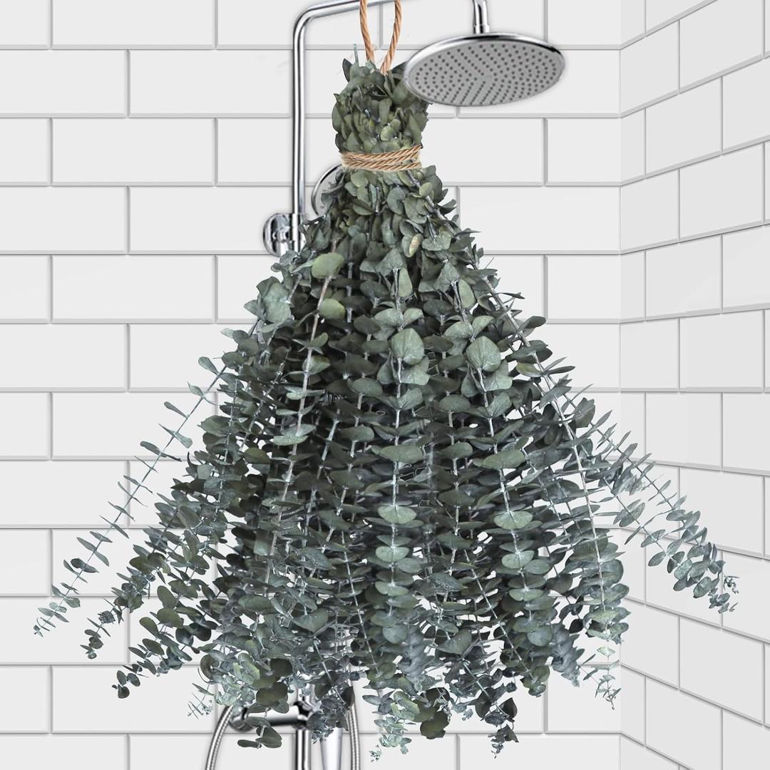 24 PCS Real Dried Eucalyptus Stems for Shower Hanging-17'' Large Preserved Plants Shower Plants Shower Stuff for Shower Decor, Fresh Eucalyptus Leaves, Fragrance, Bathroom Vase Decor
