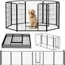 NEWBULIG Dog Playpen 8 Panels 40" Height Foldable Heavy Duty Metal Dog Exercise Playpen Puppy Fence for Indoor Outdoor Yard (Jet Black)