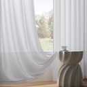 DaysU White Linen Curtains for Living Room 84 Inch Length, Farmhouse Linen Snow White Semi Sheer Curtains, Rod Pocket Hook Belt Privacy Light Filtering for Bedroom Window Curtains 84 Inches Long (54"W x 84"L (Pack of 2))