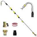 TONYINGO 24FT Reach Telescopic Gutter Cleaning Tool, 8-15FT Gutter Cleaner from the ground with 360°Rotatable Duckbill Metal Head, Shut Off Valve, Leak-Proof Gutter Cleaning Wand for Garden Hose
