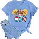 LAZYCHILD Sunflower Shirts for Women Flower Graphic Tees Shirts Inspirational Tees Casual Faith Shirt Tops (M, Light Blue)