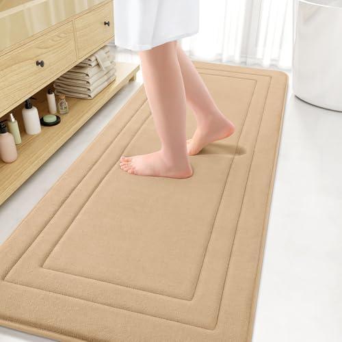 Arotive Memory Foam Bathroom Rug Mat 70x24, Ultra Soft and Absorbent Bath Mat, Machine Wash Dry, Comfortable Bath Rug Carpet for Bathroom Floor, Tub and Shower, Beige