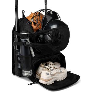 Youth Baseball Bag 40L Softball Bat Bag Adult Baseball Equipment Backpack with Shoe Compartment for Glove, Helmet Accessories