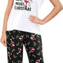 YIJIU Women's Short Sleeve Tops and Capri Pants Cute Cartoon Print Pajama Sets (S)