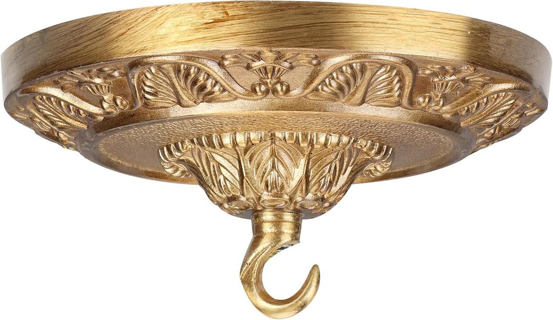 6 Inches Vintage Brass Ceiling Canopy Plate, Antique-Style Mounting Kit for Pendant Lights Chandeliers (6'', Matte Gold)