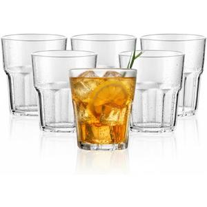 6 PCS Clear Plastic Tumblers, Resuable Drinking Glasses 8.8 OZ, BPA Free Acrylic Drinking Cups, Stackable Beverage Glasses for Home Party Picnic Shatterproof, Small Water Cup, Dishwasher Safe, 260 ML