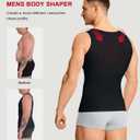 Nebility Shapewear Mens Compression Shirt - Slimming Body Shaper Vest Sleeveless Undershirts Workout Tank Tops (Black, XL)