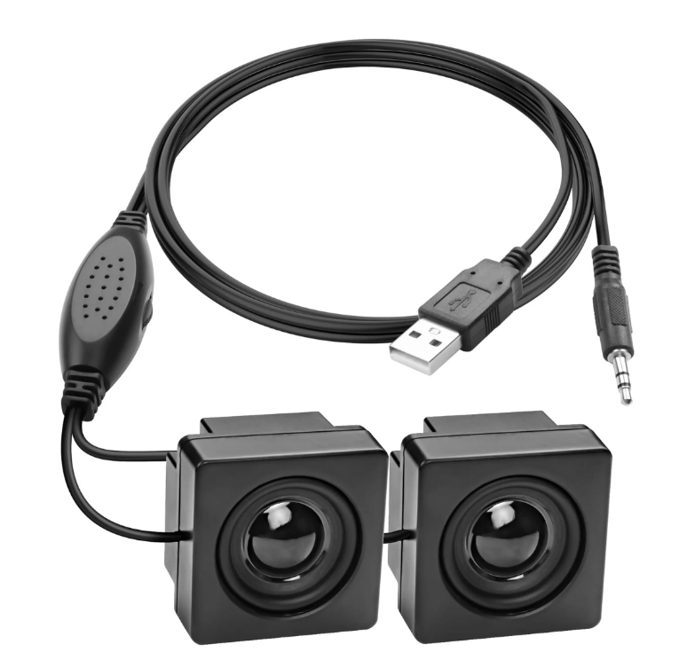 Mini Computer Speaker for Desktop PC 3.5mm TRS Input with Volume Control USB Powered Stereo Hidden Type Small Speakers for PC Laptop Phone Notebook -1.2M/3.9FT 1 Pair