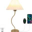 Pleated Table Lamp for Bedroom, Bedside Nightstand Lamp with Touch Control, Dimmable Modern Table Lamp with USB/TypeC, Desk Lamp for Bedroom Living Room Decor (Bulb Included)