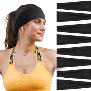 Headbands for Women  8 Pack Wide Elastic Hair Bands, Soft Stretchy Non-Slip Sweatbands for Workouts, Yoga, Washing Face & Daily Wear (Black)