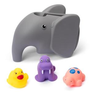 Baby Bath Spout Cover - Toddler Bathtub Faucet Cover for Kids, Baby Safety Bathroom Accessories, Soft Tub Faucet Protector, Elephant Design, Babyproofing Bath Time Essentials (gray)