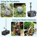 POPOSOAP 8W Solar Pond Filter Built-in 3600mAh Battery Backup, Solar Pond Filter with Water Pump, Solar Water Fountain Pump for Ponds Fish Tank Bird Bath Waterfall Garden DIY Water Feature P3081D