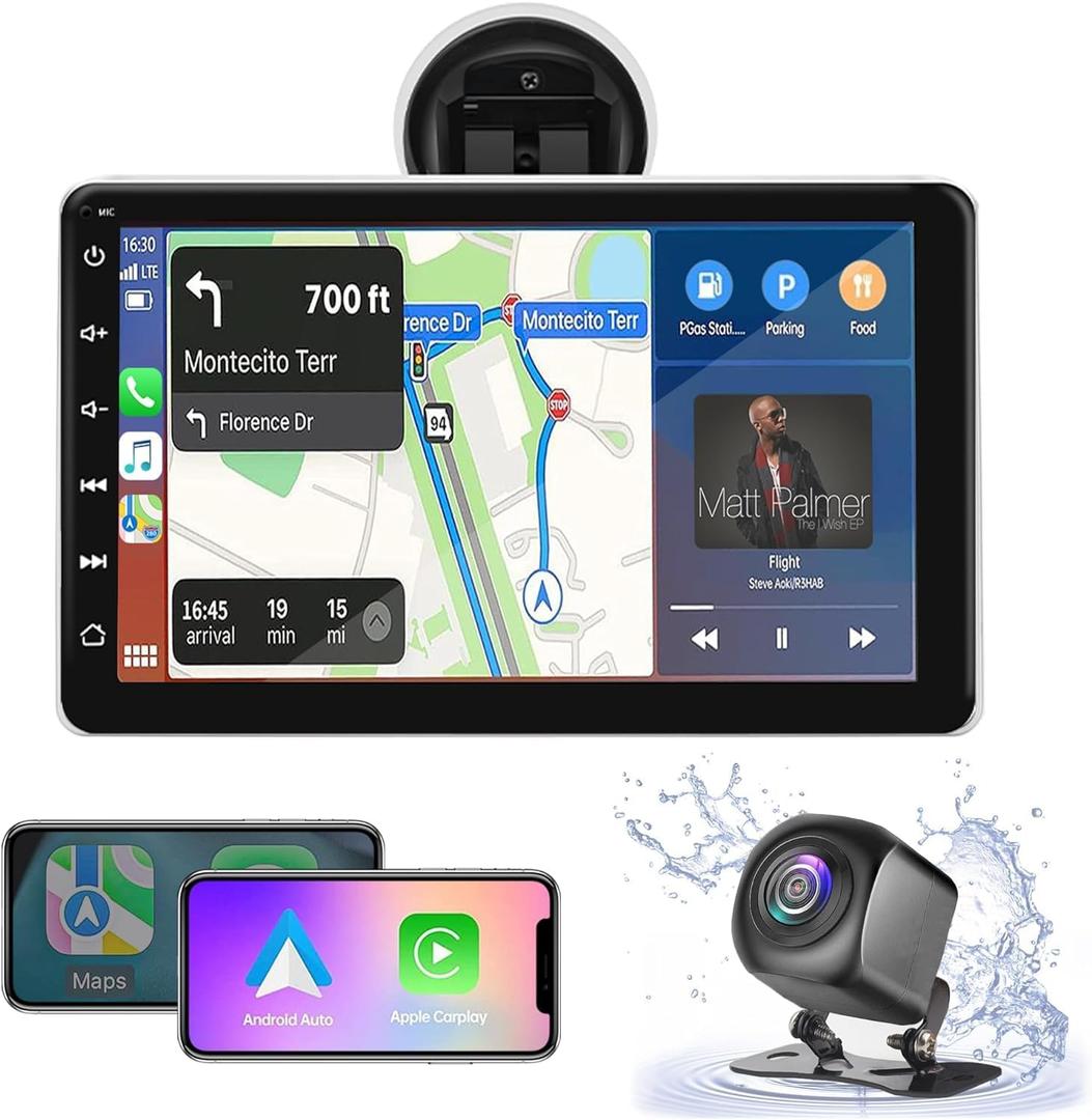 2026 Wireless Apple Carplay & Android Auto, 7In HD Touchscreen Portable Car Radio Audio Receiver, Car Stereo with Mirror Link, GPS Navigation, Bluetooth, siri, Backup Camera, AUX/USB/TF