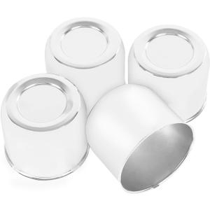 4PCS 4.41inch Trailer Wheel Center Caps Fit 4.41" Center Bore for Truck SUV RV Wheels Rims Trailer Carbon Steel Push Through Hub Covers Chrome Silver